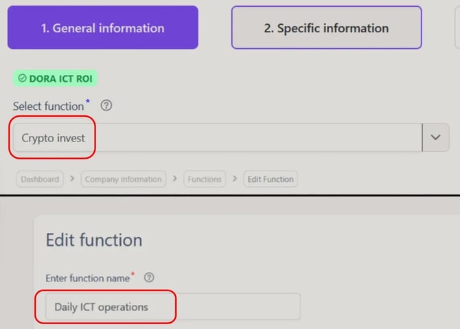 Copla Registry screenshot showing a mismatch between assigned function and created function